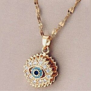 Gold Evil Eye Pendant Necklace